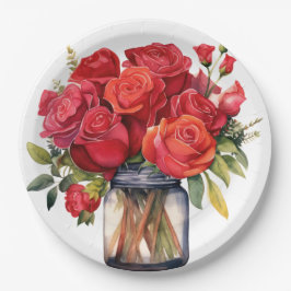 レッドローゼエレガントな結婚式 ペーパープレート