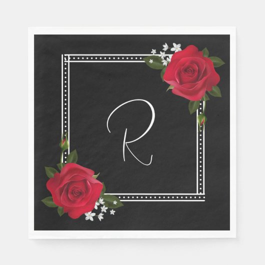 レッドローゼオンブラック結婚ズ スタンダードランチョンナプキン (正面)