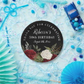 レッドローゼオンブラック50誕生日サンキュー ペーパープレート (パーティー)