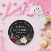 レッドローゼオンブラック50誕生日サンキュー ペーパープレート (パーティー)