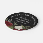 レッドローゼオンブラック50誕生日サンキュー ペーパープレート (アングル)