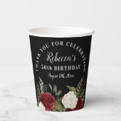 レッドローゼオンブラック50誕生日サンキュー 紙コップ (裏面)