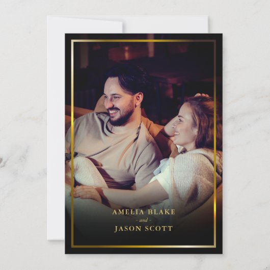 レッドローゼオンブラック | 金ゴールドフレーム(写真結婚付) 招待状 (裏面)