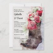 レッドローゼカウボーイブーツウェスタンウォーター結婚カラー 招待状 (正面)