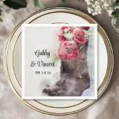 レッドローゼカウボーイブーツウェスタン結婚ズの水色 スタンダードカクテルナプキン