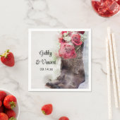 レッドローゼカウボーイブーツウェスタン結婚ズの水色 スタンダードカクテルナプキン (インサイチュ)