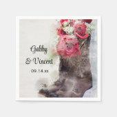 レッドローゼカウボーイブーツウェスタン結婚ズの水色 スタンダードカクテルナプキン (正面)