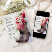 レッドローゼカウボーイブーツ結婚ズリハーサルディナー 招待状