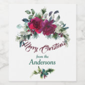 レッドローゼクリスマスブーケパーソナライズされた ワインラベル (シングルラベル)