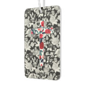 レッドローゼクロス&白黒フローラルパターン カーエアーフレッシュナー (左)