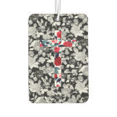 レッドローゼクロス&白黒フローラルパターン カーエアーフレッシュナー (裏面)