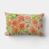 レッドローゼグリーン葉バラガーデンフローラスケッチ ランバークッション (裏面)