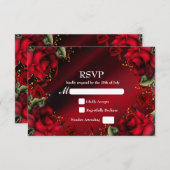 レッドローゼゴシッエレガントクウェディングRSVPカード 出欠カード (正面/裏面)