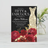 レッドローゼゴールデンガウン黒50thバースデーパーティー 招待状 (スタンド正面)