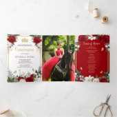 レッドローゼゴールドフォイル蝶キンセアニラ 三つ折り招待状 (内部)