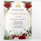 レッドローゼゴールドフォイル蝶キンセアニラ 三つ折り招待状 (内部最初)