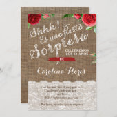 レッドローゼサプライズスペインのバースデーパーティー 招待状 (正面/裏面)