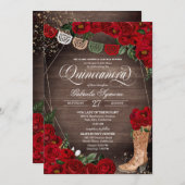 レッドローゼシャルラ素朴女性のカーボーイブーツキンセアニラ 招待状 (正面/裏面)