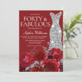 レッドローゼシルバーダイヤモンドガウン40th誕生日パーティー 招待状 (スタンド正面)