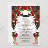 レッドローゼスアンドペオニエスウエスタンチャロキンセアニェラ 招待状 (正面)