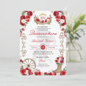 レッドローゼスウェスタン女性のカーボーイキンセアニラ招待状 招待状 (スタンド正面)