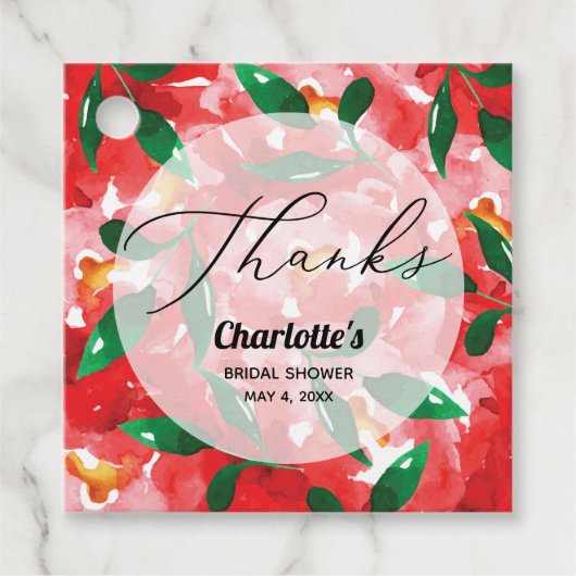 レッドローゼスサンキュースクエアメッセージカード フェイバータグ (正面)