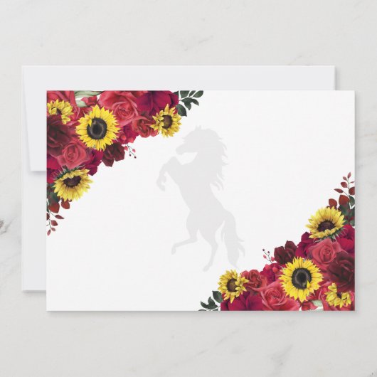 レッドローゼスサンフラワーズキンセニェラ日付を保存 招待状 (裏面)