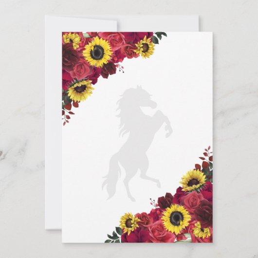 レッドローゼスサンフラワーズデイトクインセアニラを保存 招待状 (裏面)