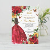 レッドローゼスサンフラワーズフローラキンセアニラスウィート16 招待状 (スタンド正面)