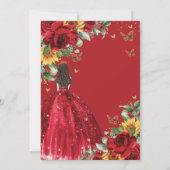 レッドローゼスサンフラワーズフローラキンセアニラスウィート16 招待状 (裏面)