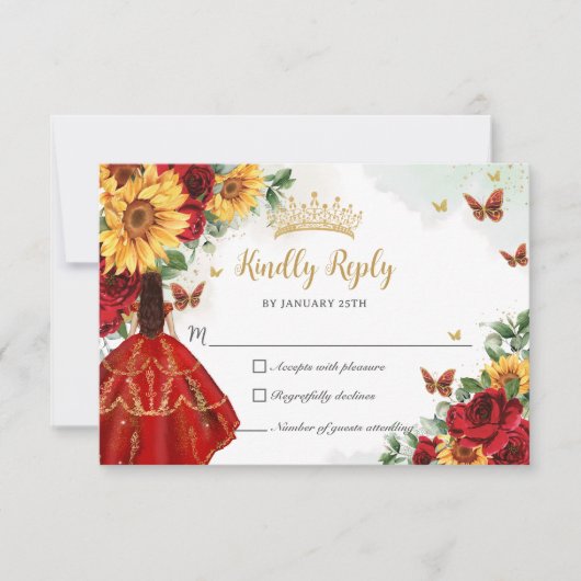 レッドローゼスサンフラワーズプリンセスキンセアニラ 出欠カード (正面)