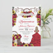 レッドローゼスサンフラワーズ女性のカーボーイウェスタンキンセアニェラ 招待状 (スタンド正面)