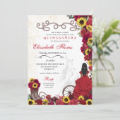 レッドローゼスサンフラワーズ女性のカーボーイウェスタンキンセアニェラ 招待状 (スタンド正面)