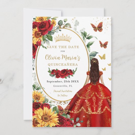 レッドローゼスサンフラワープリンセス金ゴールドキンセアニラ セーブザデート (正面)