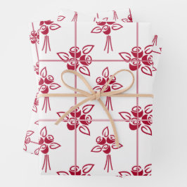 レッドローゼススクエアモチーフラッピング紙シートセット ラッピングペーパーシート