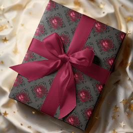 レッドローゼススパークリーブラックダークフローララッピング紙 ラッピングペーパー