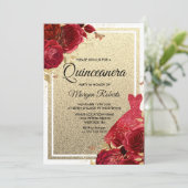 レッドローゼススパークルドレスグリッターキンセアニェラ 招待状 (スタンド正面)