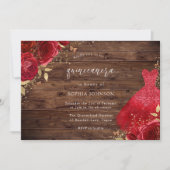 レッドローゼススパークルドレス素朴キンセアニェラパーティー 招待状 (正面)