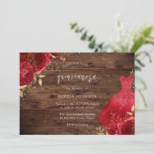 レッドローゼススパークルドレス素朴キンセアニェラパーティー 招待状 (スタンド正面)