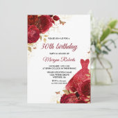 レッドローゼススパークルドレス30th誕生日パーティー 招待状 (スタンド正面)