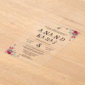 レッドローゼスタイポグラフィアナンドカラジシーク結婚ズ アクリル招待状 (レイダウン)