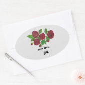 レッドローゼステッカー 楕円形シール (封筒)