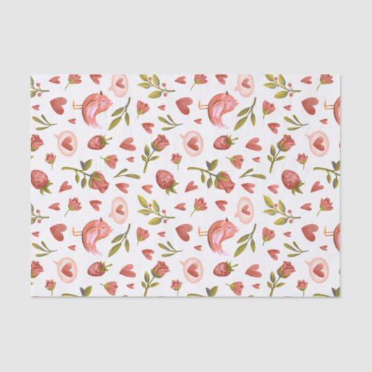 レッドローゼスハートパターンスイートバレンタインデー 薄葉紙 (正面)