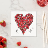 レッドローゼスハートモノグラム スタンダードカクテルナプキン (インサイチュ)