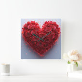 レッドローゼスハート スクエア壁時計 (ホーム)