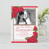 レッドローゼスバラ金ゴールドグリッターキンセアニラ誕生日 招待状 (スタンド正面)