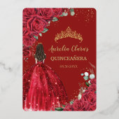 レッドローゼスフローラキンセアニラクリン15 XV金ゴールド 箔招待状 (裏面)