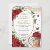 レッドローゼスフローラシャーロブーツキンセアニラスウィート16 招待状 (正面)