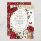 レッドローゼスフローラシャーロブーツキンセアニラスウィート16 招待状 (正面/裏面)