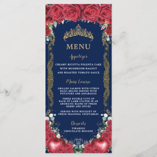 レッドローゼスフローラスノーホワイトアップル誕生日メニュー プログラム (正面)